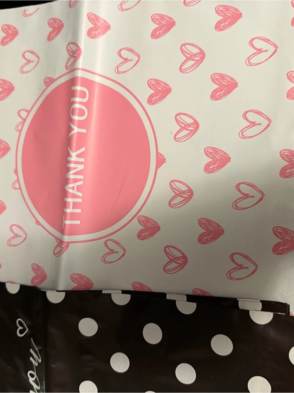 Bundle of 35 PolyMailers Assorted Sizes & Colors Hearts Dots Pink Black Purple